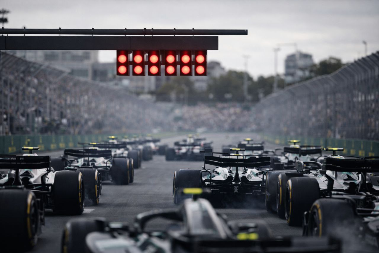 Formula 1 starting lights before race launch sequence